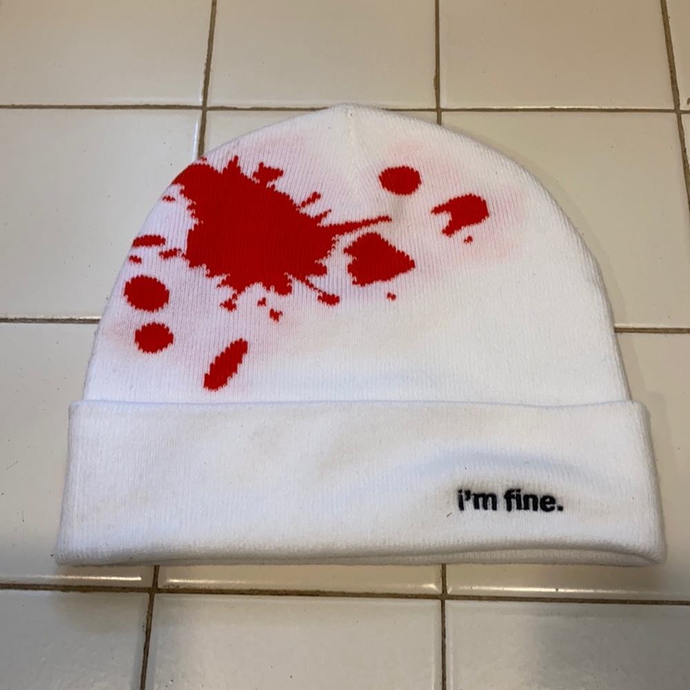 V! White Walmart I’m fine Beanie style hat like new